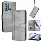 For Motorola Moto G60 / G40 Fusion Line Splicing Buckle Retro Leather Phone Case(Grey) - 1