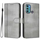 For Motorola Moto G60 / G40 Fusion Line Splicing Buckle Retro Leather Phone Case(Grey) - 2