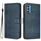 For Motorola Moto G60 / G40 Fusion Line Splicing Buckle Retro Leather Phone Case(Dark Blue) - 2