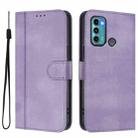For Motorola Moto G60 / G40 Fusion Line Splicing Buckle Retro Leather Phone Case(Purple) - 2
