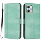 For Motorola Moto G64 India / G54 5G India Line Splicing Buckle Retro Leather Phone Case(Mint) - 2