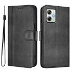 For Motorola Moto G64 India / G54 5G India Line Splicing Buckle Retro Leather Phone Case(Black) - 2