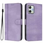 For Motorola Moto G64 India / G54 5G India Line Splicing Buckle Retro Leather Phone Case(Purple) - 2