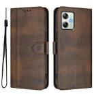 For Motorola Moto G64 India / G54 5G India Line Splicing Buckle Retro Leather Phone Case(Brown) - 2