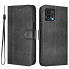 For Motorola Moto G72 Line Splicing Buckle Retro Leather Phone Case(Black) - 2