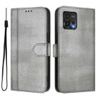 For Motorola Moto G72 Line Splicing Buckle Retro Leather Phone Case(Grey) - 2