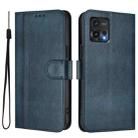 For Motorola Moto G72 Line Splicing Buckle Retro Leather Phone Case(Dark Blue) - 2