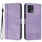 For Motorola Moto G72 Line Splicing Buckle Retro Leather Phone Case(Purple) - 2