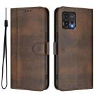 For Motorola Moto G72 Line Splicing Buckle Retro Leather Phone Case(Brown) - 2