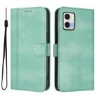 For Motorola Moto G73 5G Line Splicing Buckle Retro Leather Phone Case(Mint) - 2