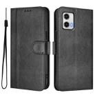 For Motorola Moto G73 5G Line Splicing Buckle Retro Leather Phone Case(Black) - 2