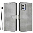 For Motorola Moto G73 5G Line Splicing Buckle Retro Leather Phone Case(Grey) - 2
