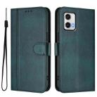 For Motorola Moto G73 5G Line Splicing Buckle Retro Leather Phone Case(Dark Green) - 2