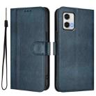For Motorola Moto G73 5G Line Splicing Buckle Retro Leather Phone Case(Dark Blue) - 2