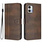 For Motorola Moto G73 5G Line Splicing Buckle Retro Leather Phone Case(Brown) - 2