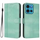 For Motorola Moto G75 5G Line Splicing Buckle Retro Leather Phone Case(Mint) - 2
