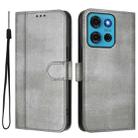 For Motorola Moto G75 5G Line Splicing Buckle Retro Leather Phone Case(Grey) - 2