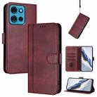 For Motorola Moto G75 5G Line Splicing Buckle Retro Leather Phone Case(Wine Red) - 1