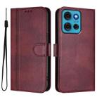 For Motorola Moto G75 5G Line Splicing Buckle Retro Leather Phone Case(Wine Red) - 2