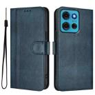 For Motorola Moto G75 5G Line Splicing Buckle Retro Leather Phone Case(Dark Blue) - 2