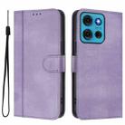 For Motorola Moto G75 5G Line Splicing Buckle Retro Leather Phone Case(Purple) - 2
