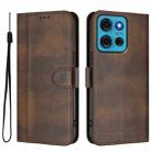For Motorola Moto G75 5G Line Splicing Buckle Retro Leather Phone Case(Brown) - 2