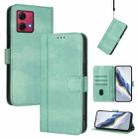 For Motorola Moto G84 5G Line Splicing Buckle Retro Leather Phone Case(Mint) - 1