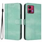 For Motorola Moto G84 5G Line Splicing Buckle Retro Leather Phone Case(Mint) - 2