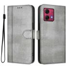 For Motorola Moto G84 5G Line Splicing Buckle Retro Leather Phone Case(Grey) - 2
