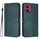 For Motorola Moto G84 5G Line Splicing Buckle Retro Leather Phone Case(Dark Green) - 2