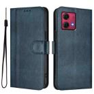 For Motorola Moto G84 5G Line Splicing Buckle Retro Leather Phone Case(Dark Blue) - 2