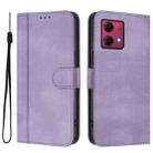 For Motorola Moto G84 5G Line Splicing Buckle Retro Leather Phone Case(Purple) - 2