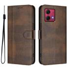 For Motorola Moto G84 5G Line Splicing Buckle Retro Leather Phone Case(Brown) - 2