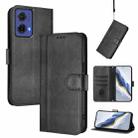 For Motorola Moto G85 5G Line Splicing Buckle Retro Leather Phone Case(Black) - 1