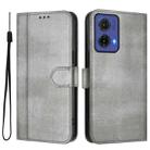 For Motorola Moto G85 5G Line Splicing Buckle Retro Leather Phone Case(Grey) - 2