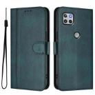 For Motorola Moto One 5G Ace 2021 Line Splicing Buckle Retro Leather Phone Case(Dark Green) - 2
