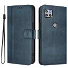 For Motorola Moto One 5G Ace 2021 Line Splicing Buckle Retro Leather Phone Case(Dark Blue) - 2