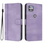 For Motorola Moto One 5G Ace 2021 Line Splicing Buckle Retro Leather Phone Case(Purple) - 2