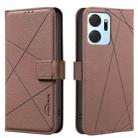 For Honor X7A Geometric Pattern RFID Leather Phone Case(Brown) - 1