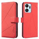 For Honor X7A Geometric Pattern RFID Leather Phone Case(Red) - 1