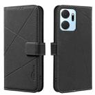 For Honor X7A Geometric Pattern RFID Leather Phone Case(Black) - 1