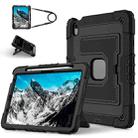 For iPad Air 11 2025 / 2024 Big Holder Silicone Hydric PC Tablet Case with Shoulder Strap(Black) - 1