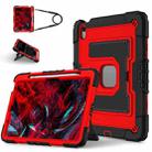 For iPad Air 11 2025 / 2024 Big Holder Silicone Hydric PC Tablet Case with Shoulder Strap(Black Red) - 1