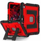 For iPad Air 11 2025 / 2024 Big Holder Silicone Hydric PC Tablet Case with Shoulder Strap(Black Red) - 2