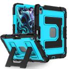 For iPad Air 11 2025 / 2024 Big Holder Silicone Hydric PC Tablet Case with Shoulder Strap(Black Blue) - 2