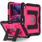 For iPad Air 11 2025 / 2024 Big Holder Silicone Hydric PC Tablet Case with Shoulder Strap(Black Rose Red) - 2