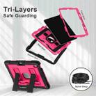 For iPad Air 11 2025 / 2024 Big Holder Silicone Hydric PC Tablet Case with Shoulder Strap(Black Rose Red) - 3