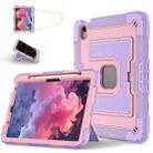 For iPad Air 11 2025 / 2024 Big Holder Silicone Hydric PC Tablet Case with Shoulder Strap(Purple Rose Gold) - 1