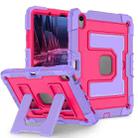 For iPad Air 11 2025 / 2024 Big Holder Silicone Hydric PC Tablet Case with Shoulder Strap(Purple Rose Red) - 2