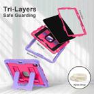 For iPad Air 11 2025 / 2024 Big Holder Silicone Hydric PC Tablet Case with Shoulder Strap(Purple Rose Red) - 3